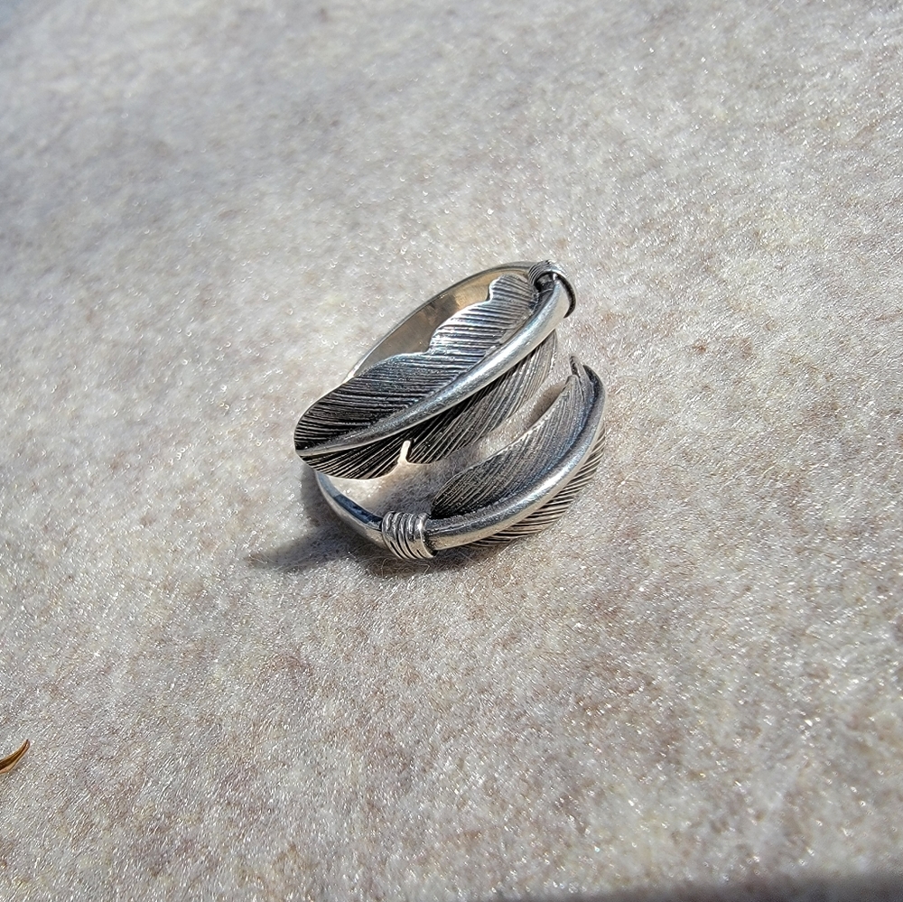 Sterling Silver Double Wrap Feather Ring - image 5